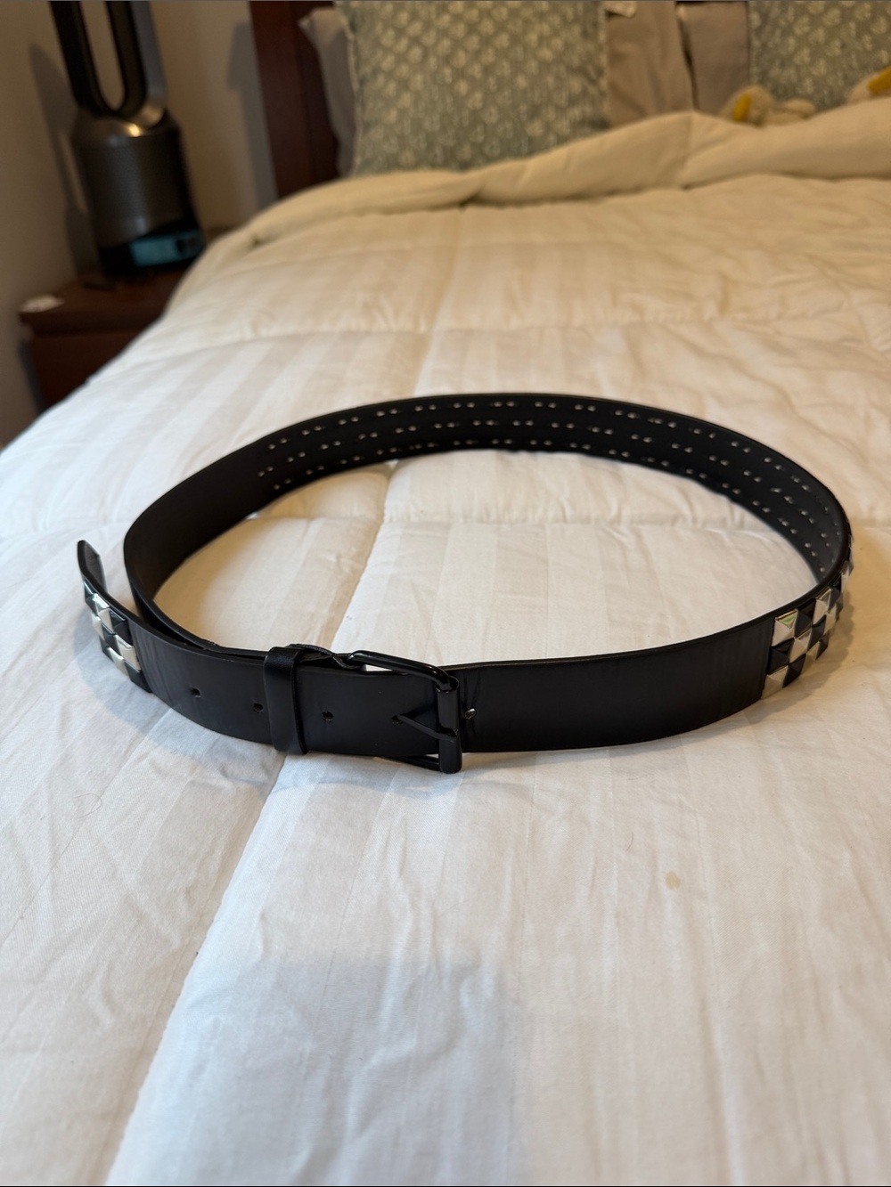 Black Studded Men's  black Belt, medium